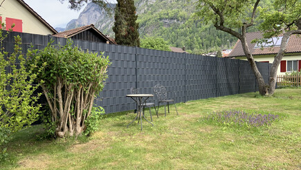 Protection brise-vue en tressage de 2019 à 8888 Heiligkreuz Suisse de Zaunteam Heidiland.
